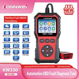 2026 KONNWEI kw330 carro obd2 scanner de falhas motor bateria teste código de falhas claro dados em tempo real profissional ferramenta de inspeção obd - Image 1
