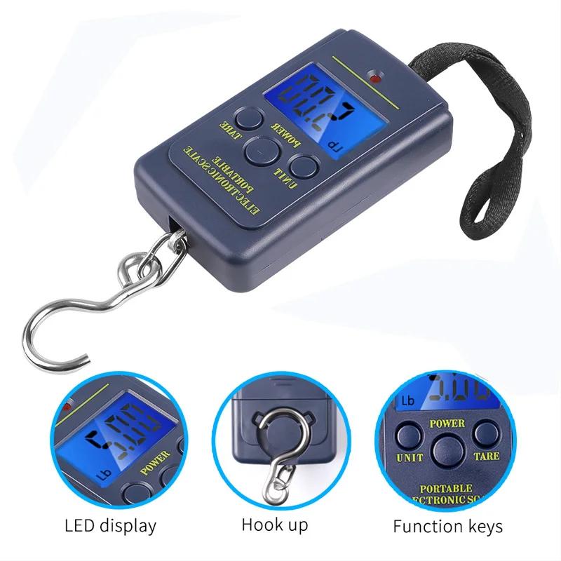 Balança de mão eletrônica portátil LCD 50kg / 10g Balança suspensa de viagem com fita métrica retrátil de 100cm de comprimento - Image 1