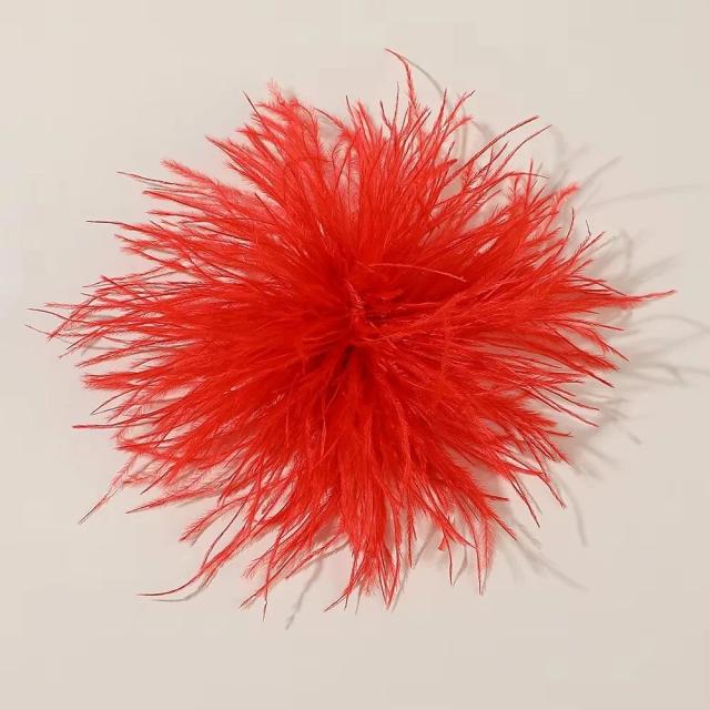 Broche de Pena de Avestruz Grande 8-10cm - Acessório DIY de Luxo Feito à Mão