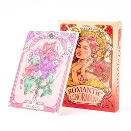 Cartões românticos Lenormand Oracle 37 peças baralho 10.2x7.2cm Inglês Vision Art Nouveau Motivos florais para jogos de tabuleiro de festa - Image 1
