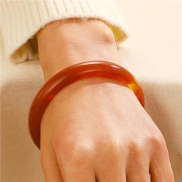 Pulseira de Jade Imitação para Mulheres, Semi-Transparente, Multicolorida, Redonda, Retro, Acrílica, Personalidade, Boudoir, Pulseira de Jade, Jóias da Moda - Image 4