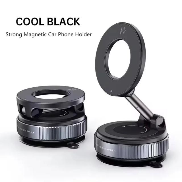 Suporte Magnético Dobrável para Carro 360° - Liga de Alumínio ABS - Preto/Branco