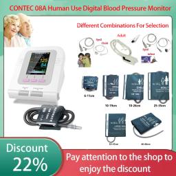 Monitor Digital de Pressão Arterial CONTEC 08A para Uso Humano com Software para PC, Esfigmomanômetro com Display LCD, Braçadeira e Sonda de Oxigênio no Sangue Opcional - Image 1