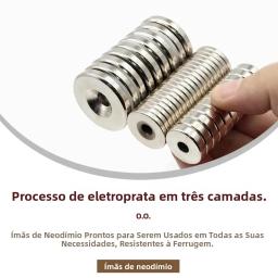 Ímã Redondo de Neodímio Super Forte com Furos, Ímãs N35 Magnéticos Permanentes NdFeB para Geladeira 20x3-5 25x3-5mm - Image 3