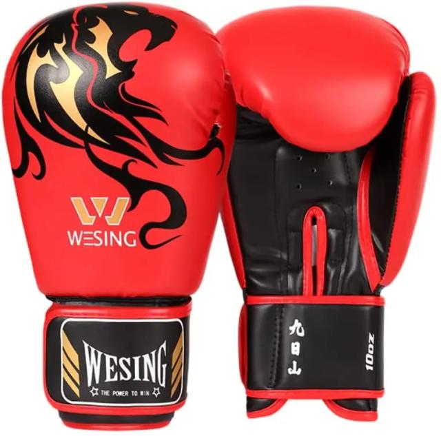 Wesing Luvas de Boxe Profissional Muay Thai Treinamento 8-14oz