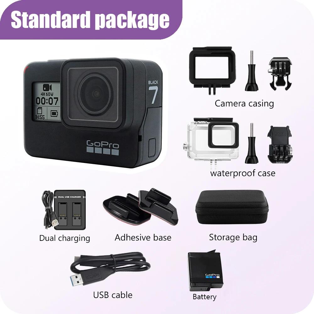 GoPro Hero 7 Preto Original Pacote Especial Câmera de Ação Go Pro Hero7 Esporte 12MP Foto Streaming Ao Vivo Cam 4K 60fps 1080P 240fps - Image 1