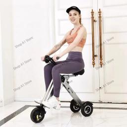 Mini carro elétrico dobrável para adultos, triciclo elétrico, pequena bicicleta de equilíbrio, carro portátil ultraleve com bateria. - Image 1