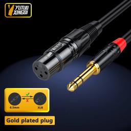 Cabo de áudio fêmea 6.5mm para xlr 6.35 grande dois núcleos xlr microfone balanceado misturador alto-falante áudio 0.5m 1m 1.5m 2m 3m 5m - Image 1