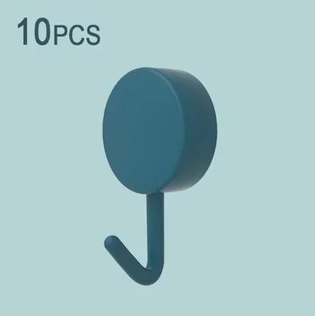 Gancho de parede autoadesivo, forte, sem perfuração, bolsa de casaco, porta do banheiro, cabide de toalha de cozinha, acessórios de armazenamento doméstico com 10 peças - Image 1