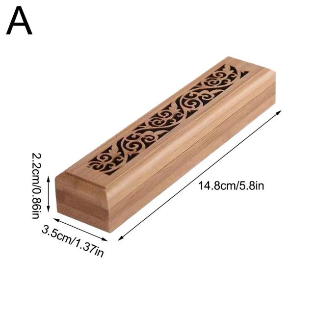 Incensário de Bambu Natural com Prato para Aromaterapia Caixa de Madeira para Queima de Incenso