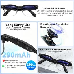 Óculos Inteligentes 4K com IA, Câmera de 8MP para Gravação de Vídeos, Reconhecimento de Fotos, Tradução, Chamada Bluetooth, Óculos de Sol Fotocromáticos e à Prova d'Água - Image 4