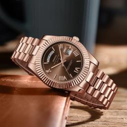 Nibosi moda masculina relógios marca superior de luxo relógio de pulso dia data miyota relógio de quartzo masculino aço à prova dwaterproof água reloj hombre - Image 4