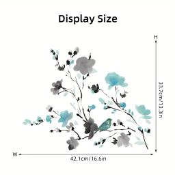 Pintura a tinta aquarela flor azul ramo de pássaro adesivos de parede removíveis para quarto sala de estar porta decoração decalques de parede - Image 5