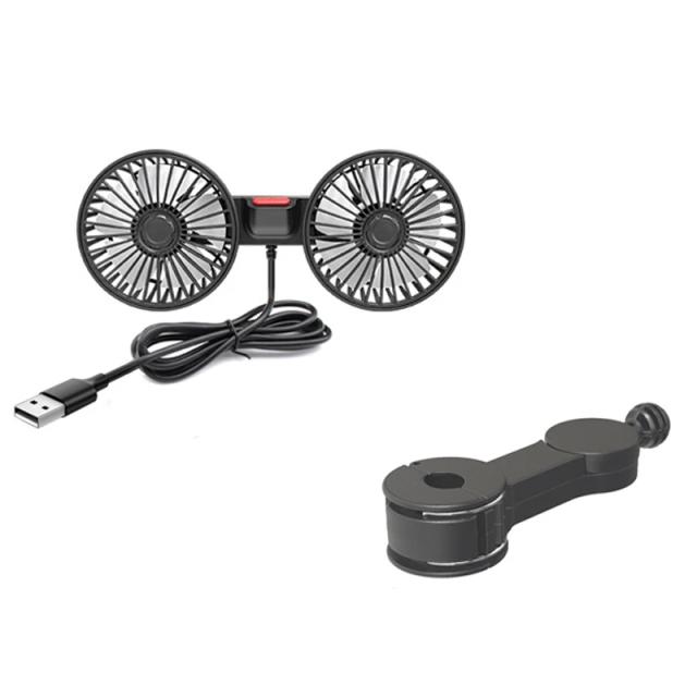 Ventilador de Carro USB com Carregamento Duplo e Rotação 360° - Frescor Instantâneo