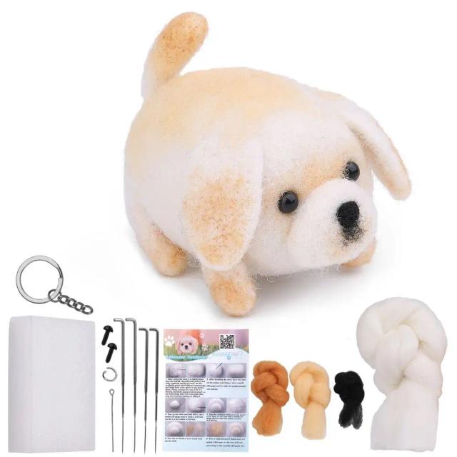 Kit de Feltragem com Agulha para Animais, Kit Inicial de Feltragem Artesanal, Pacote de Materiais de Feltragem de Lã DIY, Conjunto de Materiais de Feltro de Lã