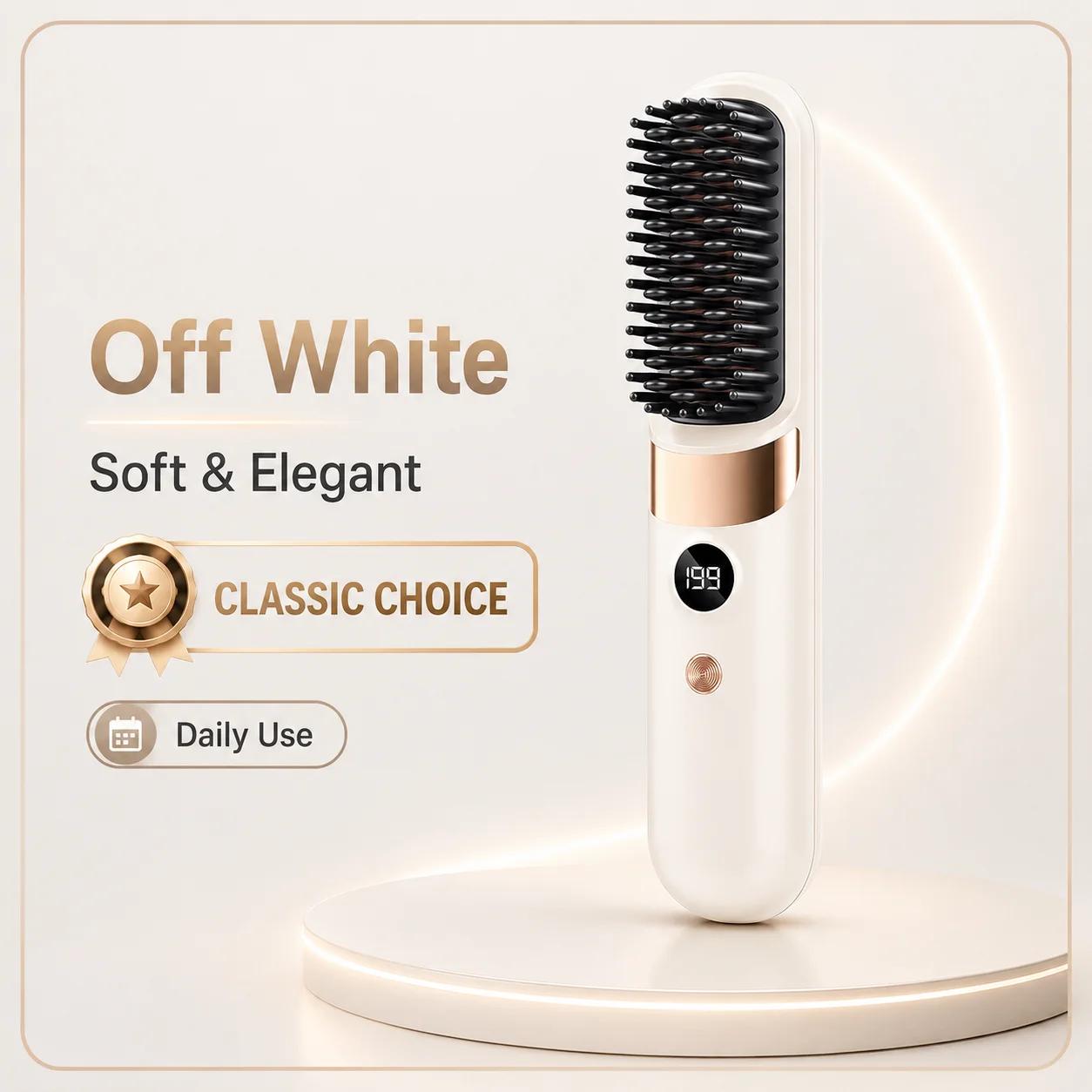 Escova Alisadora Portátil com Carregamento USB, Pente Quente Sem Fio com Revestimento Cerâmico, Ferramenta de Estilização Iônica Anti-Frizz - Image 1