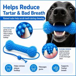 Brinquedo Dental Canino de Ação Dupla, Brinquedo de Mastigar para Limpeza e Escovação de Dentes de Cães, Mastigáveis Dentais Reutilizáveis para Cães - Image 4