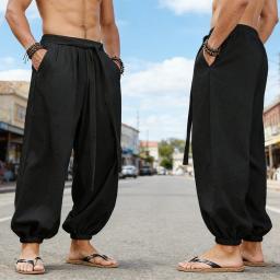 FGKKS Nova marca calças masculinas moda estilo solto calças de algodão confortáveis homem preto calças sólidas - Image 3
