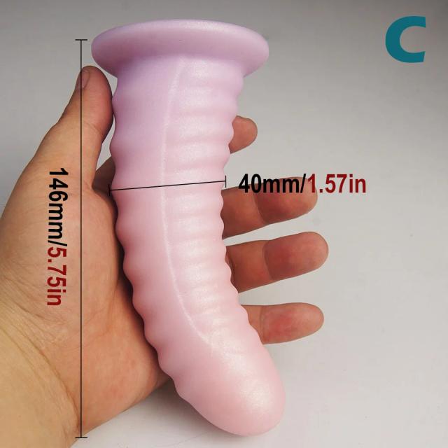 Dildo Anal Silicone Líquido Ventosa Forte Plug Anal Curvo 1 Unidade