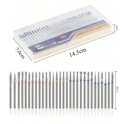 Conjunto de brocas de diamante para unhas de segurança profissional, brocas de cutícula de carboneto de 3/32 polegadas para manicure elétrica e pedicure, 30 peças - Image 2