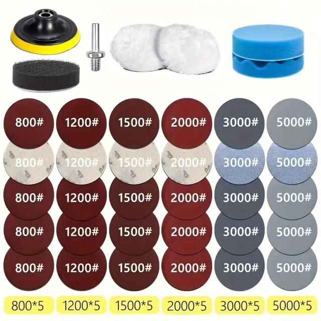 Kit de Reparo e Restauração de Faróis 37 Peças Disco de Polimento 75mm