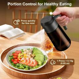 2026 Pulverizador e Dispensador de Óleo de Vidro 2 em 1, 16oz, Garrafa de Azeite Antivazamento para Cozinhar, Fritadeira a Ar e Churrasco, Pulverize e Deite - Image 2