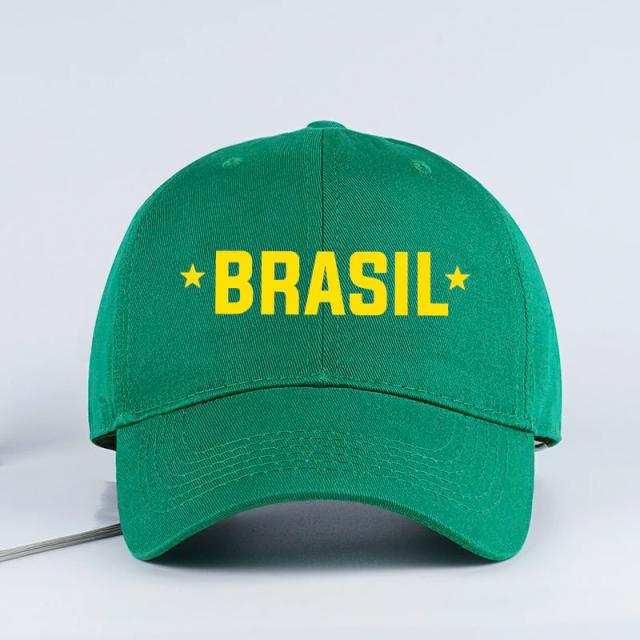 Boné de Beisebol Brasil Estampado Ajustável Unissex para Fãs de Futebol