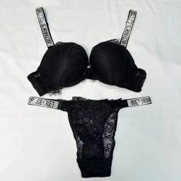Novo Conjunto de Sutiã e Calcinha Sexy da Victoria's Secret para Mulheres, Confortável, com Efeito Push Up, Ajustável, com Renda e Almofadas - Image 2