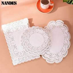 150 pçs cozinha comida frita especial flor fundo papel absorvente de óleo cozimento bolo pizza lanche redondo almofada de papel de renda doméstica - Image 1