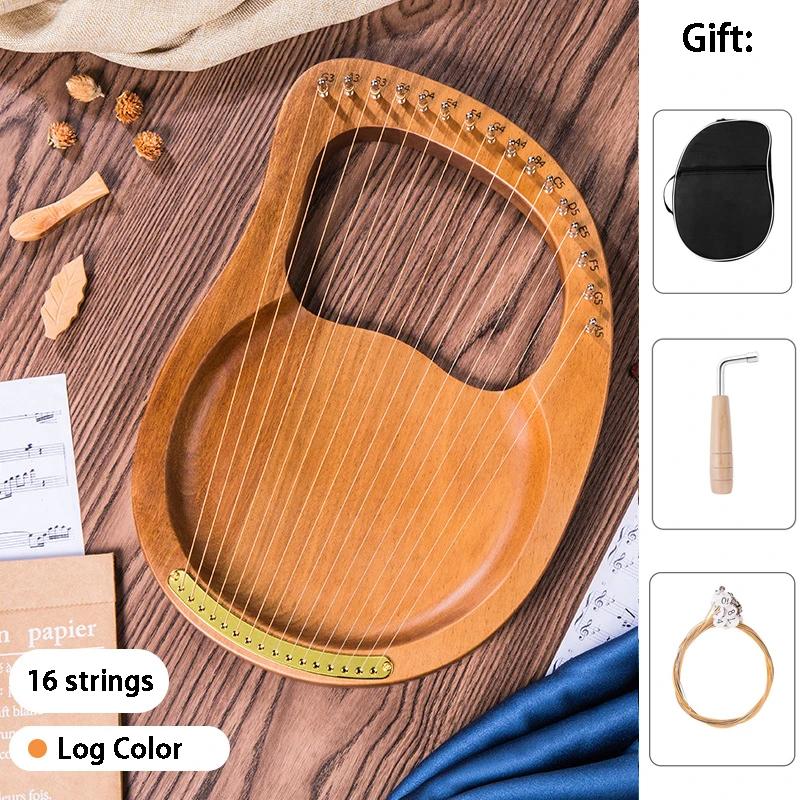 Arpa de lira de madeira, 16 cordas, portátil, lira, instrumento de cordas profissional, adulto, pequena harpa, instrumentos musicais para crianças - Image 1