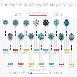 Cabeças de escova de dentes elétrica com cerdas dupont, 4 unidades, branquear os dentes/limpo diário/limpeza precisa/função de cuidados macios para oral b - Image 5