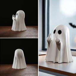 Estátua de fantasma de dedo médio fofa, decoração pequena de Halloween para casa, peça central para mesa de centro, figura de terror adorável - Image 6