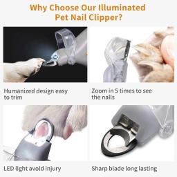 Tesoura profissional para cortar unhas de animais de estimação, com luz LED, para gatos e cães, ferramenta para cortar unhas, tesoura para cortar as garras, acessório para animais de estimação. - Image 3