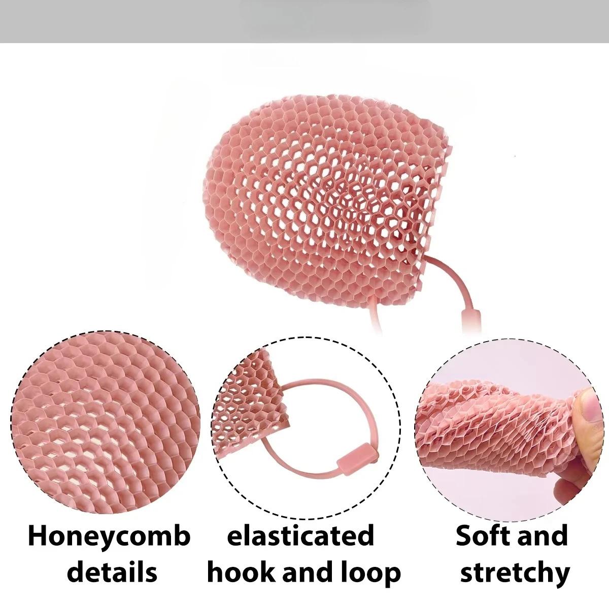 Luvas esfoliantes de banho Honeycomb, disponíveis em várias cores, limpam a pele e são seguras, respiráveis e inodoras. - Image 1