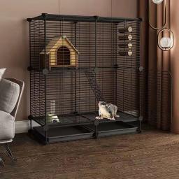 Gaiola pequena para hamster, gaiola de esquilo, suprimentos para casa interna, coelho, casa grande, urso dourado, gaiola de armário de hamster - Image 1