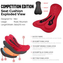 X-TIGER Calções de Ciclismo Masculinos de Cintura Alta, Respiráveis, de Secagem Rápida, para MTB e Estrada, com 2 Bolsos Laterais e Chamois Acolchoado Profissional - Image 4