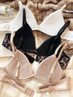 Silken Triângulo Cup Bra e Lingerie Tanga Set para Mulheres, Roupa Interior Sexy, Sutiãs Sem Fio, Bralette Francês, Íntimas Sem Costura, Verão - Image 2