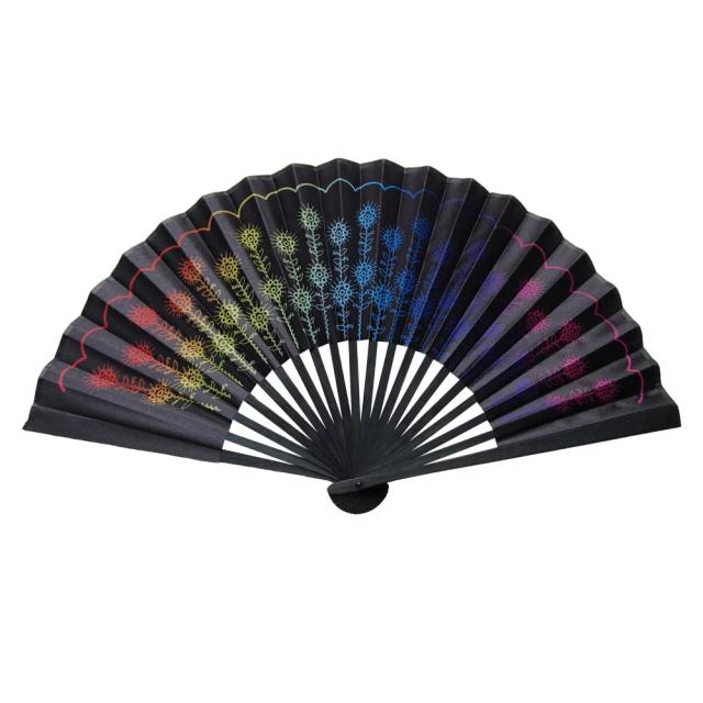 Leque de Mão Dobrável Kung Fu 23cm Colorido Degradê Refletivo