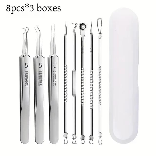 Kit 8 Peças Aço Inoxidável Extrator de Cravos e Acne