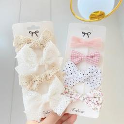 4 pçs doce laço impresso bowknot grampos de cabelo para cabelo meninas artesanal hairpin boutique presilhas headwear acessórios para o cabelo do bebê - Image 2