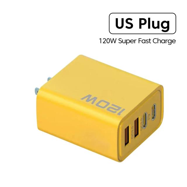 Carregador USB Tipo C 120W 4 Portas Carga Rápida para iPhone Samsung Xiaomi