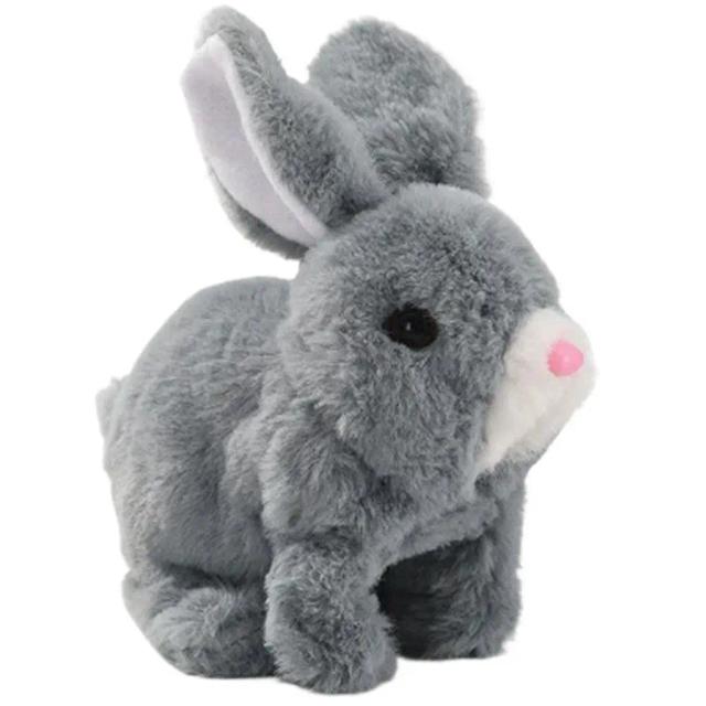 Brinquedo Elétrico Coelho de Pelúcia que Anda, Salta e Emite Sons - Coelhinho Realista Interativo para Crianças e Meninas - Presente de Aniversário