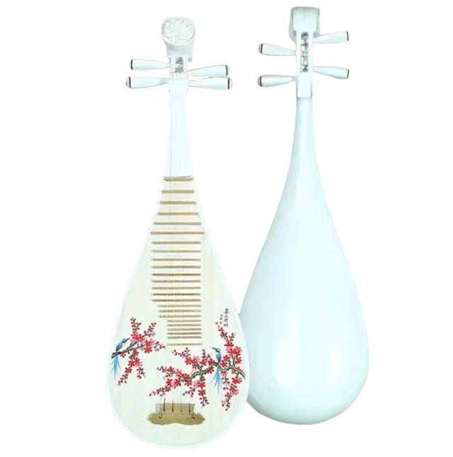 Pipa Branca Flor de Ameixa Instrumentos Musicais Chineses de Cordas