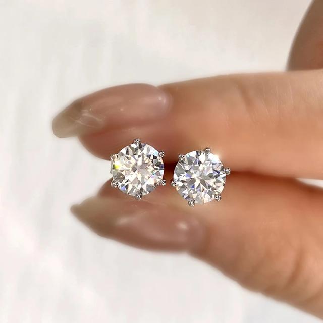 Dw Brincos Moissanite Certificada D Cor 0.1ct-2ct Prata 925 Banhada a Ouro