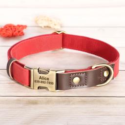 Coleira de couro pu personalizada gratuita, coleira de cachorro gravada, fivela ajustável para animais de estimação, durável para cães pequenos, médios e grandes, pug - Image 4