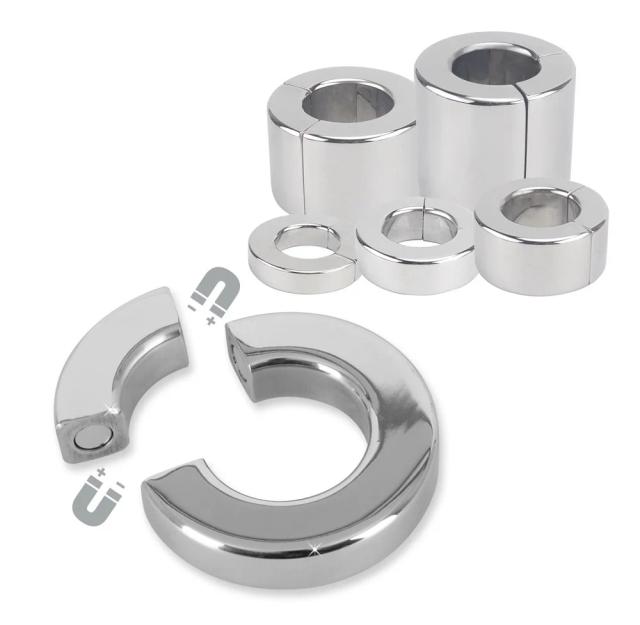 Bola de Aço Inoxidável Maca Escroto Pingente Pesado Magnético Bloqueio Pênis Anel Galo Bondage Ereção Metal Masculino Atraso Brinquedo Sexo Homem