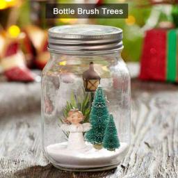 50 pçs árvore de natal artificial em miniatura pequena neve geada árvores pinheiros natal diy decoração artesanato - Image 6