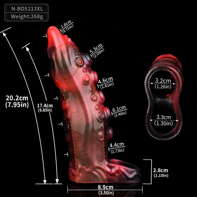 Shaz Extensor de Pênis Fantasia Dragão Vibrador Silicone Platinum Tamanhos S, M, L