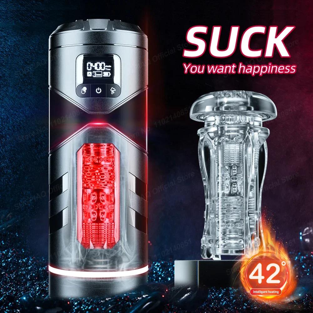 Copo de masturbação aquecido automático para homens sugando bolso buceta brinquedo sexual adulto máquina de boquete vagina Stroker masturbadores masculinos - Image 1