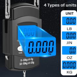 Balança de mão eletrônica portátil LCD 50kg / 10g Balança suspensa de viagem com fita métrica retrátil de 100cm de comprimento - Image 2